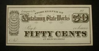 Fifty Cents Hutalanny Slate,  Lynnport,  Pa.  1870 