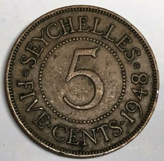 C9355 Seychelles Coin,  Five Cents 1948