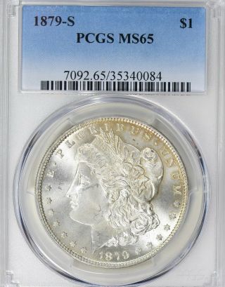 1879 - S 1$ Morgan Silver Dollar Pcgs Ms65 18 - 01170