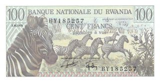 Rwanda 100 Francs 1.  01.  1978 P 12a Series By Uncirculated Banknote Mef