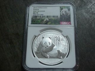2015 China Silver 10 Yuan One Ounce Oz Panda Ms 70 First Releases Ngc Ms70 Nr