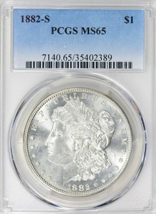 1882 - S 1$ Morgan Silver Dollar Pcgs Ms65 18 - 01518