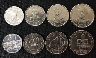 Paraguay Set 4 Coins 50 100 500 1000 Guaranies 2007 - 2012 Unc