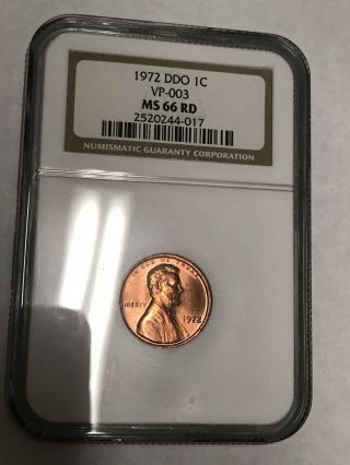 1972 Ddo Double Die Lincoln Cent 1c Vp - 003 Ngc Ms 66 Rd Red Blazing Luster