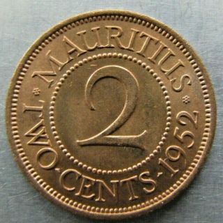 Mauritius 2 Cents 1952 Full Red Bu