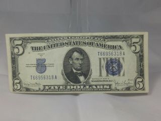 1934 D $5 Bill - Blue Seal - Silver Certificate
