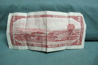 Canadian CIRCULATED 1954 2 TWO DOLLAR BILL BANK NOTE 2
