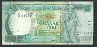 Malta 1967 (1994) 10 Liri P 47c Circulated