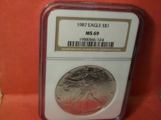 1987 Silver American Eagle (ngc Ms - 69)
