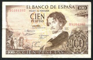 1965 Spain 100 Pesetas Note.
