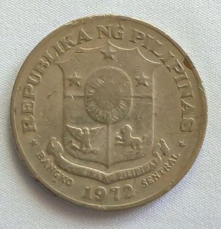 1972 Philippines One Peso 1 Piso Old Coin