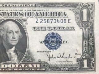 Wow 1935 D Silver Certificate $1 Dollar Bill,  Blue Seal (block Z/e),  Uncirculated