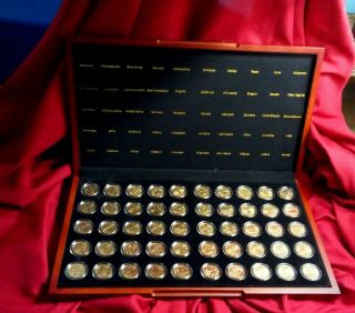 50 State Quarter Set,  24kt Gold - Plated,  In Wood Box,  1999 - 2009