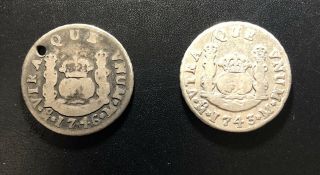Mexico 1743m And 1746m 2 Reales Silver Coins: Philip V - - See Desciption