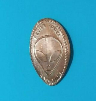 Space Alien Devils Tower Wyoming Souvenir 2 - Sided Elongated Copper Penny