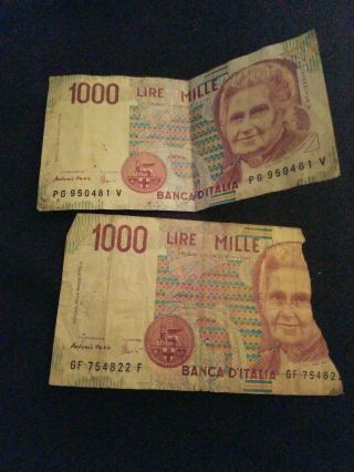 1990 1000 Lire Italy Italian Currency Banknote Note Money Bank Bill Cash Europe