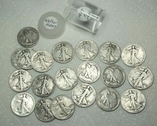 1 Roll Of 20 Walking Liberty Half Dollars 1917 To 1946 Good To F/vf Pds Mints