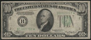 1934 - C $10 " Boston " Federal Reserve Note S/h After 1st Item