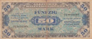 50 Mark Fine Banknote From Allied Military In Germany 1944 Pick - 196
