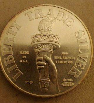 1985 JM/MTB Liberty Trade Unit 1 - oz.  999 silver art round 2