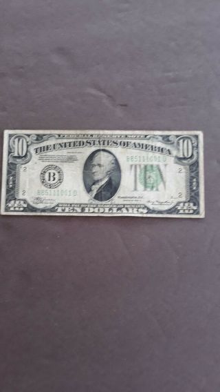 1934 A $10 Federal Reserve Note Ten Dollar Bill 2