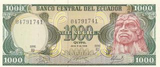 1988 Ecuador 1,  000 Sucres Note,  Pick 125b
