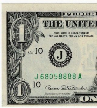 $1 1969 - C Kansas City Federal Reserve Note,  Choice UNC Note,  Unique Serial 3