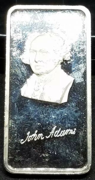 John Adams ☆ Hamilton ☆ 1 Oz Art Bar.  999 Fine Silver