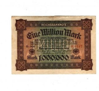 Xxx - Rare 1 Million Mark Weimar Inflation Banknote 1923 Fine Con