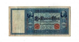 Xxx - Rare German 100 Mark Empire Banknote 1910 Fine Con Red No