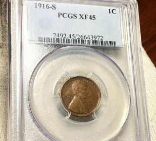 1916 - S Lincoln Wheat Penny Pcgs - Xf45 Hundreds Of Undergraded Coins Up No Res