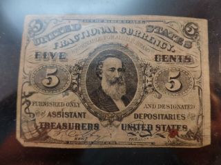 1863 Usa 5 Cents Fractional Currency Bank Note