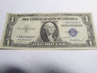 1935 - F One Dollar Silver Certificate Star Note Crisp Au.