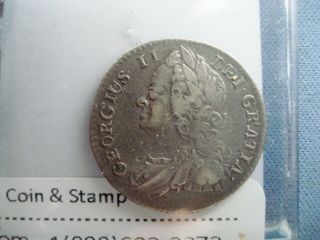 1745 United Kingdom - 6 Pence - George Ii Older Bust - Silver Coin - Km582