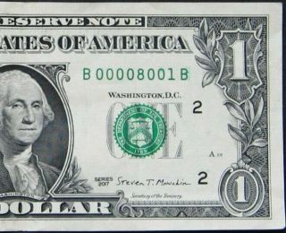 2017 $1 (one Dollar) – Note,  Bill - Fancy Number - Trinary,  Six 0 