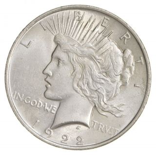 Choice Au/unc 1922 Peace Silver Dollar - 90 Silver 543