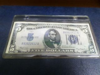 Series Of 1934 - $5 Silver Certificate In Plastic Sleeve - Large Note