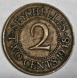 C9358 Seychelles Coin,  Two Cents 1948