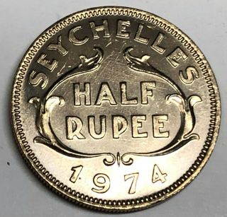 C9361 Seychelles Coin,  Half Rupee 1974 Unc.