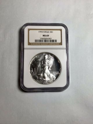 1993 American Silver Eagle - Ngc Ms69 C1 - 14