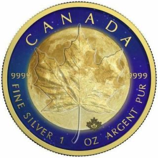 Canada 2017 5$ Maple Leaf " Moon " 1 Oz 9999 Silver Precious Bullion Coin