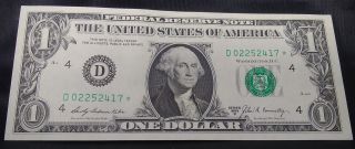 1969 B $1 Star Note Federal Reserve - Au/unc 8 Fast