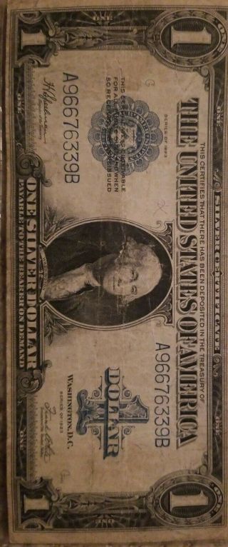 1923 One Dollar Bill Silver Certificate Mid F Range