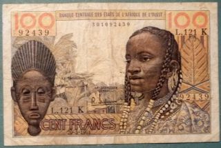 West African States - Senegal 100 Francs,  Letter K,  P 701k C,  Issued 20.  03.  1961