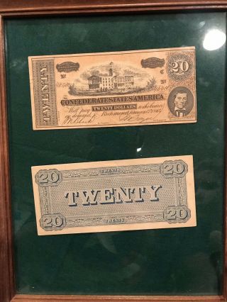1864 $20 Twenty Confederate States Of America 46410 Us Paper Money Currency
