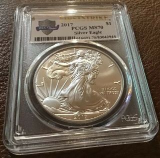 2017 $1 American Silver Eagle Pcgs Ms70 First Strike,  225 Years Label