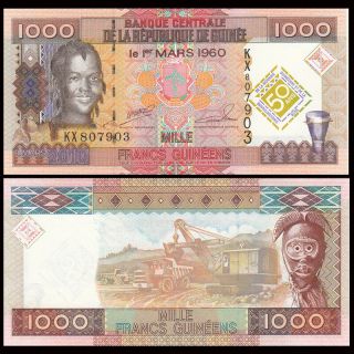 Guinea 1000 Francs,  2010,  P - 43,  50th Comm.  Unc
