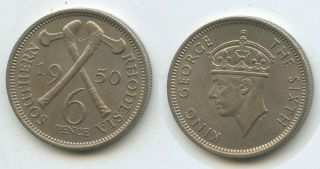 K11 - Southern Rhodesia 6 Pence 1950 Km 21 Xf,  George Vi.  Südrhodesien