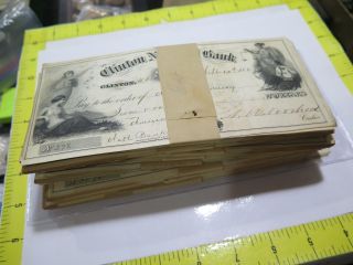 Clinton National Bank Nj 1867 Post Civil War Obsolete Bank Check (1) From Hoard