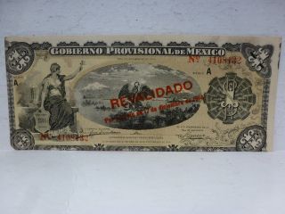 Mexico 1 Peso,  Revalidado - Serie A,  Gobierno Provisional De Mexico,  1914 (5)